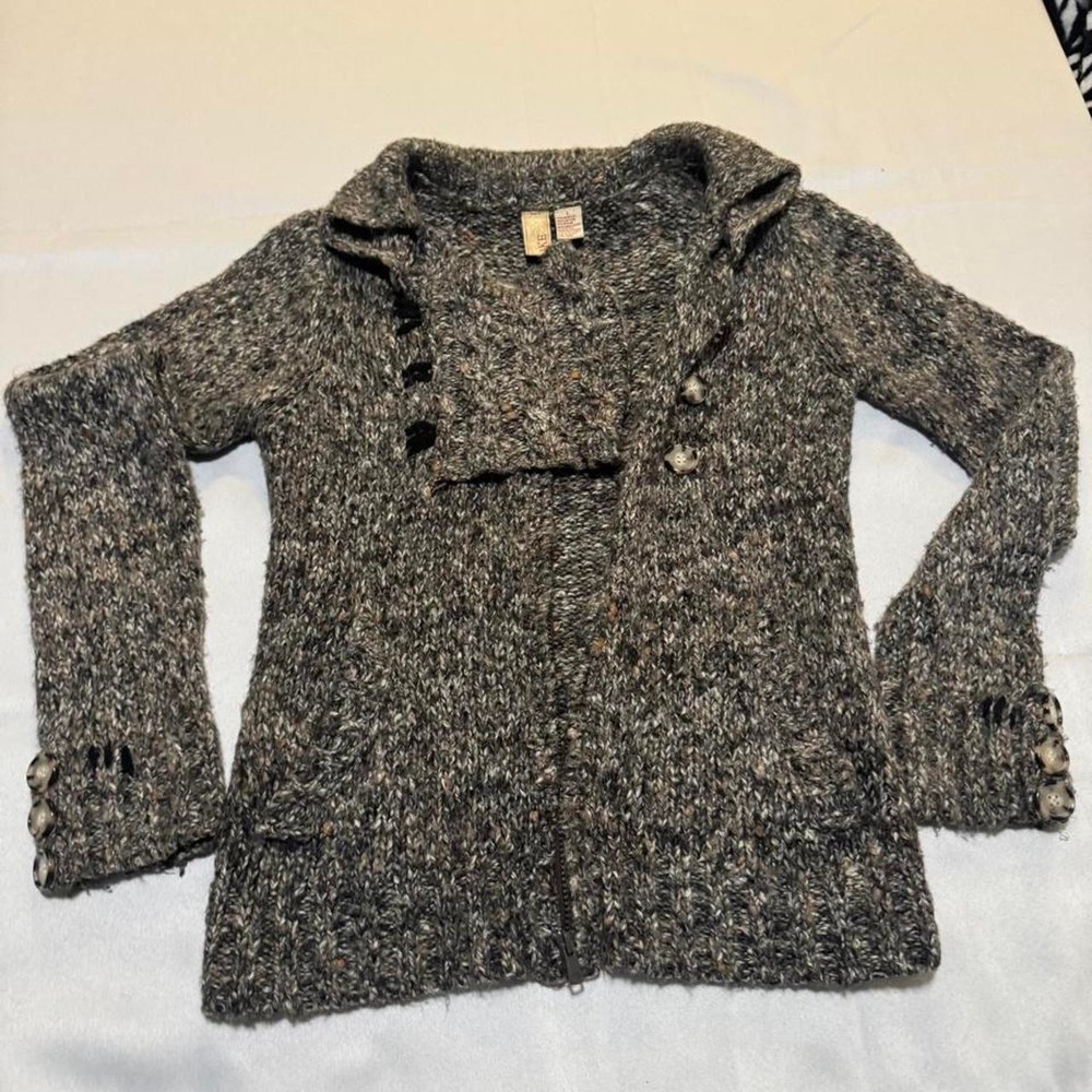 BKE Chunky Knit Asymmetrical Zip Cardigan Sweater Large - Picture 2 of 3